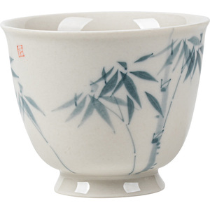Hand Painted Blue Bamboo Ceramic <b>Teacup</b> Porcelain Single Cup Chinese Retro Underglaze Kung Fu Tea Set - Product Image 5