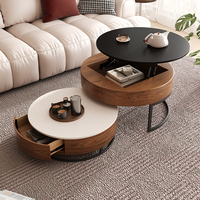 Ensemble de 2 tables basses gigognes pour salon, plateau en bois, pliable, moderne, table à thé relevable