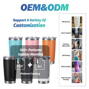 Mug de voyage isotherme à double paroi en acier inoxydable avec revêtement poudré, 20 oz et 30 oz, personnalisable avec logo - Product Image 6