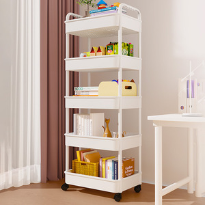 Customizable 4-Layer Movable Plastic Multi-Functional <b>Storage</b> <b>Cart</b> Rack for Bedroom Living Room Kitchen Bathroom-Huyo OEM Model - Product Image 5