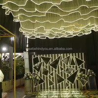 Tentures de plafond en tissu de soie mousseline rose pour mariage, panneaux de rideaux latéraux pour toile de fond de mariage, pour système de tuyaux et rideaux