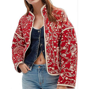 Женская стеганая хлопковая куртка с цветочным принтом и 2025 - Product Image 3