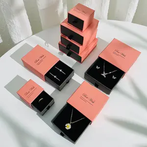 Шкатулка для ювелирных украшений с золотым тиснением, картонный ящик для упаковки колец, подвесок, розового браслета, ювелирные украшения в упаковке joyero