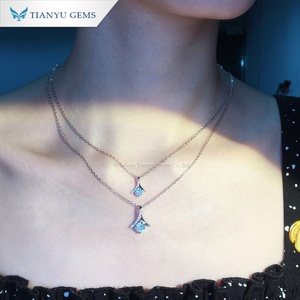 Tianyu Gems Fine Jewelry Sterling 18K Plaqué Or Blanc Pendentif Ruban 925 Femmes Moissanite Collier pour Femme - Product Image 6