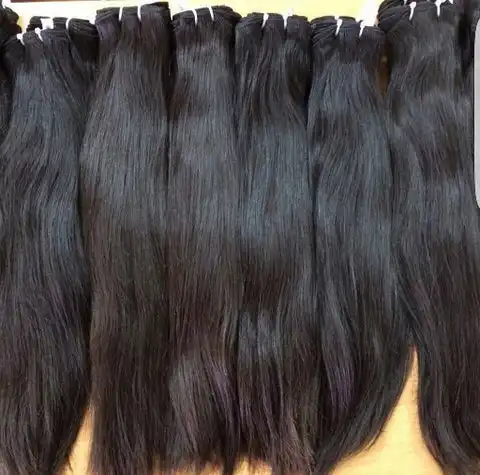 Extensões de cabelo humano liso 12a, cabelo liso alinhado de cutículas, feixes, onda do vietnã, cabelo cru super duplo