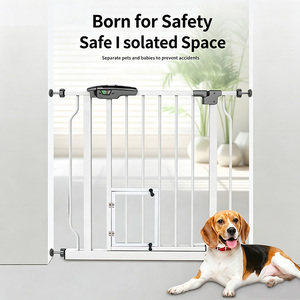 Barrière <span class=keywords><strong>de</strong></span> Sécurité pour Animaux à Fixation par Pression avec Porte d'Accès Battante Intégrée, Sans Perçage, Barres Verticales Denses, Largeur Réglable, pour Chiens et Chats - Product Image 5
