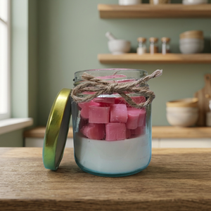 FLAME LOVE Candle Jars With Lid Round <b>Glass</b> <b>Container</b> Pink Wax Cubes Heat Resistant Home Decoration - Product Image 2