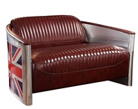 Fauteuil inclinable de style industriel loft rétro, fauteuil aviateur vintage en cuir, canapé de salon