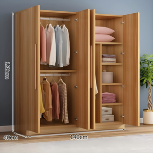 Grande armoire de chambre moderne, penderie autoportante avec étagères et tringle de suspension, meuble de rangement en bois pour vêtements - Product Image 2