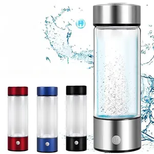 Garrafa de água com filtro de hidrogênio, garrafa de água alcalina de 450ml, gerador de água, ionizador, garrafa de vidro