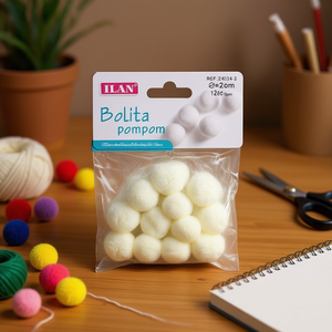 Iln White <b>Wool</b> Pompom 2.0 Cm <b>Craft</b> Supply - Product Image 3