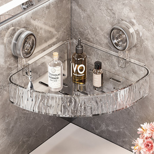 Triangle Bathroom Shelf 50X30CM Suction Mounted Wall Mount Storage For Personal Care Products - Product Image 1