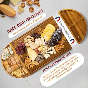 Planches à charcuterie extra larges, planche à <span class=keywords><strong>fromage</strong></span> en acacia en 3 parties avec ensemble <span class=keywords><strong>de</strong></span> couteaux, <span class=keywords><strong>plateau</strong></span> <span class=keywords><strong>de</strong></span> service unique pour <span class=keywords><strong>anniversaire</strong></span> - Product Image 4