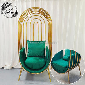 NIKA yeni tasarım düğün ziyafet dekorasyon altın kuş kafesi sandalye paslanmaz çelik taht kanepe - Product Image 6