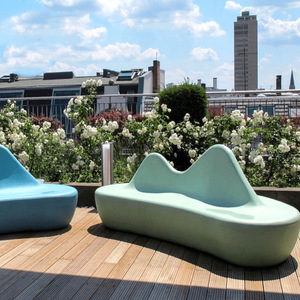 Banco de Fibra de Vidrio para 4 Personas, Muebles de Patio para Exteriores, Diseño Contemporáneo, Apariencia Moderna y Duradera - Product Image 3