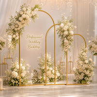 Ensemble de 3 supports d'arche métalliques dorés pour toile de fond, cadre en fer cintré pour cérémonie de mariage, douche nuptiale, fête, décoration florale