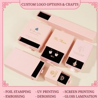 Boîte à bijoux personnalisée avec logo sur mesure, OEM, dorure à chaud, ruban satiné rose et blanc, emballage pour bagues en velours, directement de l'usine