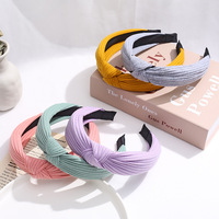 Nouveau Bandeau Hiver Personnalisable pour Femmes Coréennes, en Tissu Tricoté Couleur Unie, Noué Croisé, Idéal pour le Lavage du Visage ou Attacher les Cheveux