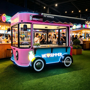 Carrito de Comida Móvil Multifuncional Eléctrico de 4 Ruedas ZOWN, de Lujo y Diseño Moderno, con Doble Fregadero, Puesto Comercial para Desayunos y Bocadillos - Product Image 1