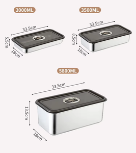 304 Stainless Steel Fresh-Keeping Box Sealed Leak-Proof Outdoor Rectangular Lunch/Fruit Box PP Lid Refrigerator Storage Single - Product Image 5