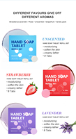 Tablettes de désinfectant pour les mains moussantes à la lavande, à la rose et à la fraise, vente en gros, très demandées, nettoyage de la peau, hydratation, anti-fissures