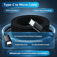 Cable OTG de Doble Vía Tipo C a Micro USB, USB2.0 480Mbps 20W, Cable de Carga y Datos Trenzado, Longitud Personalizada con Logotipo para Dispositivos Android