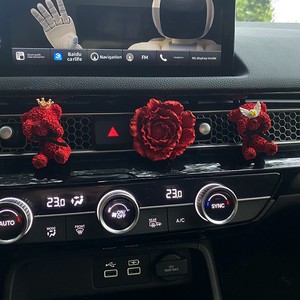 Diffuseur d'arômes pour voiture en forme d'ours rouge et de fleur de pivoine, pour grille d'aération de climatisation, avec fonction d'agrandissement de l'arôme, accessoires automobiles - Product Image 1