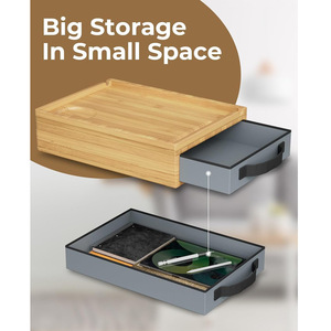 <b>Bamboo</b> Sofa Side <b>Table</b> With Cup Holder Pen Tray And Usb Slots For Bedside Use - Product Image 2