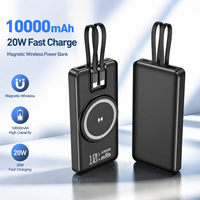 Chargeur sans fil magnétique ultra-fin portable 20W 10000 mAh avec câbles, chargeur rapide LED, batterie externe pour iPhone, chargeur de téléphone