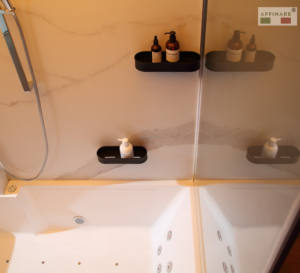 Douche à vapeur de luxe de style japonais pour 2 personnes combinée salle de sauna humide moderne avec fonction de massage et plateau en acrylique - Product Image 6