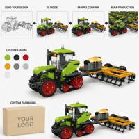 Tractor Agrícola Verde Personalizado con Sembradora, Juego de Bloques de Construcción, Juguete Educativo para Niños para Demostraciones de Plantación de Precisión