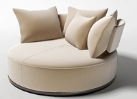 Muebles de Diseño, Juego de Sofás en Forma de L para Sala de Estar, Respaldo Curvo Personalizado, Base de Madera, Sillón Individual