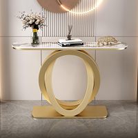 Table console étroite décorative en fer moderne avec plateau en dalle de roche 100CM-A, meuble de salon pour entrée et couloir de villa