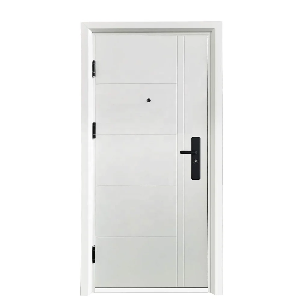 Blanc D'entrée Moderne Portes En Acier Inoxydable Extérieur En Métal Blanc Moderne Porte Extérieure