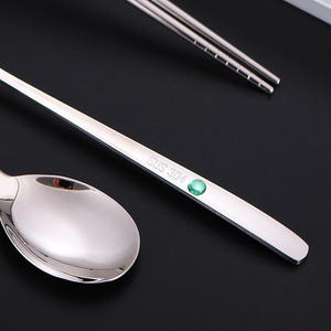 Ensemble de couverts portables en acier inoxydable 304 de style coréen, cuillère, fourchette, baguettes pour le camping, les étudiants, l'utilisation en plein air - Product Image 1