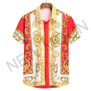 Custom New Mens Hawaiian Short Sleeve Custom Logo Luxury Gold Men Printing Summer Beach Casual Style Clothing Shirt - Product Image 4