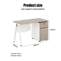 Bureau avec armoire de rangement latérale, pieds en bois, finition grise, pour le bureau à domicile, vente en gros directe d'usine