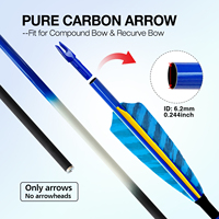 Flèches de tir à l'arc Reegox ID6.2mm en carbone pur avec pointes en acier, plumes de dinde naturelles de 4 pouces, équipement de chasse pour arc recurve