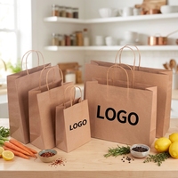 Sacs en papier kraft brun biodégradables personnalisés avec votre logo pour les boutiques de vêtements, les cadeaux, les achats, les restaurants et l'emballage à emporter