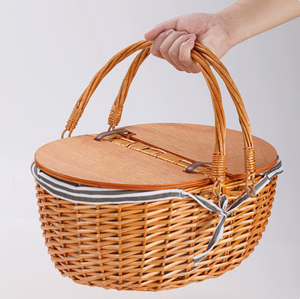 BR, venta al por mayor, <span class=keywords><strong>cestas</strong></span> de <span class=keywords><strong>mimbre</strong></span> de almacenamiento de Picnic de <span class=keywords><strong>Playa</strong></span> Grande de lujo, enfriador aislado, tapa de madera, cesta de ratán, caja hecha de madera de grado alimenticio - Product Image 4