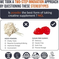 Poudre de créatine pour le développement musculaire en marque blanche, 5g de créatine par portion - Énergie garantie - Nutrition sportive à base de créatine monohydrate, 2 gommes par portion