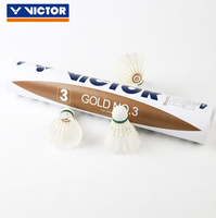 Volants de badminton VICTOR GOLD NO.3, 12 pièces, plumes de canard de qualité supérieure, vol stable, durable, pour l'entraînement