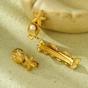 กิ๊บติดผมรูปผีเสื้อประดับมุก - กิ๊บหนีบผมสแตนเลสทรงหอยเชลล์อเนกประสงค์และทันสมัยสำหรับขาย - Product Image 1