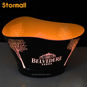 Seau à glace LED rechargeable en acrylique lumineux moderne avec logo pour les fêtes, grande capacité - Product Image 1