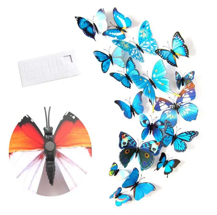 12 pièces 3D papillon Stickers muraux Art décor décalcomanies/papillons colorés pépinière décalcomanie décoration instantanée de la maison