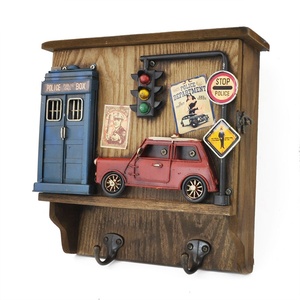 Boîte de rangement Avec 2 Crochets <span class=keywords><strong>Police</strong></span> Boite Auto Plaque Métal Artisanat Ornements De Bureau Bar Café Boutique Décoration Murale Vintage Industriel - Product Image 6