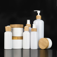 Botol Plastik Perawatan Kulit Kosmetik Alami Baru, Botol Lotion PET Hitam Dengan Tutup Cakram Bambu
