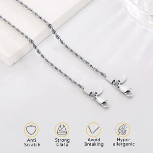 Bracciale a catena a corda intrecciata placcato oro 18K in acciaio inossidabile impermeabile da uomo e donna, alla moda, che non sbiadisce, con maglie a torsione da 3mm, 6mm, 2.5mm - Product Image 6