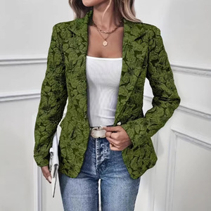 Veste Courte Décontractée <span class=keywords><strong>Femme</strong></span> Tendance – Style Rétro Jacquard Coupe Slim - Product Image 2