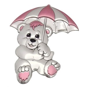Ombrello rosa BLAZON BEAR 61x80 mm con placca - Product Image 1